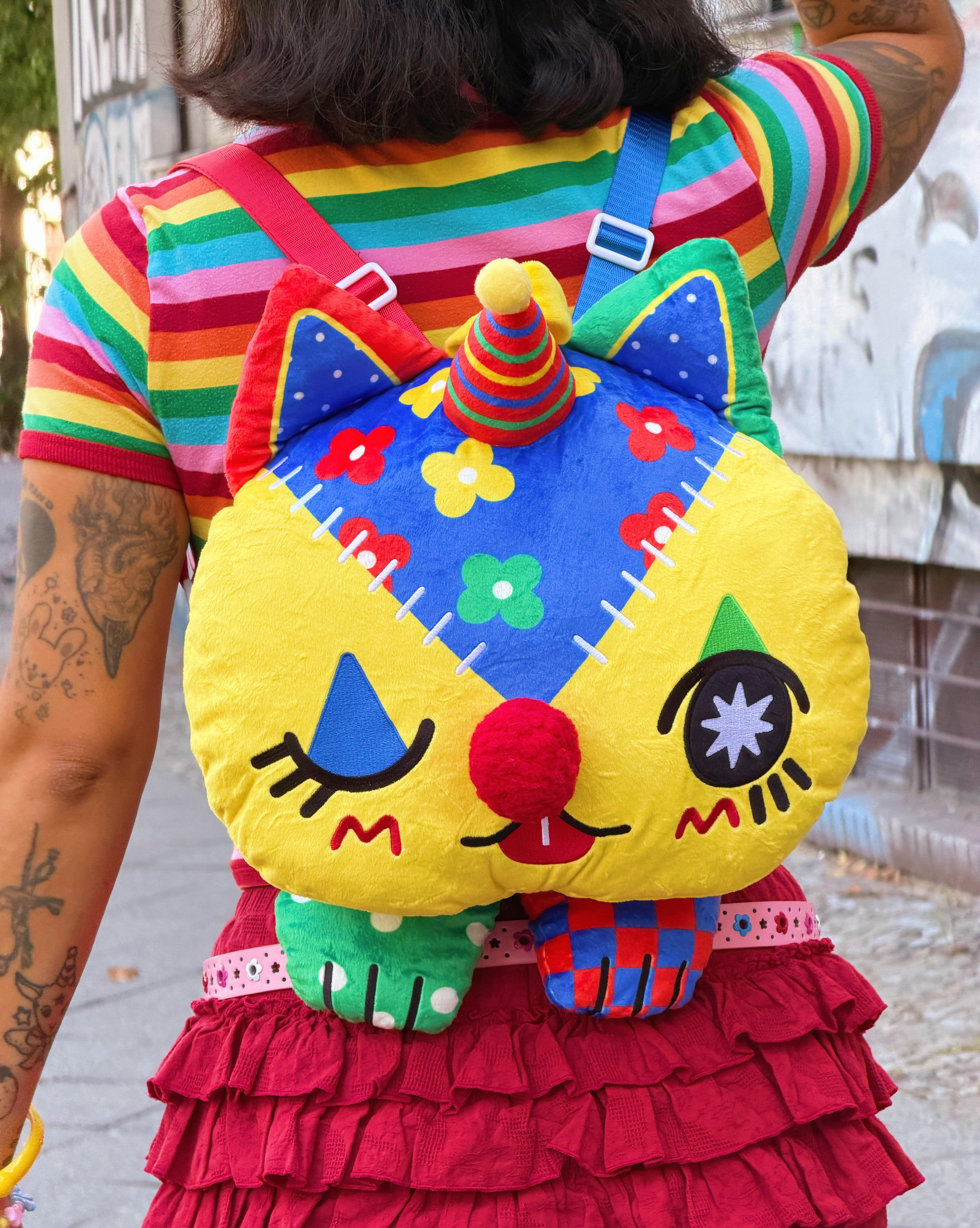 Clown Cat Plush Backpack! - GRADE B!