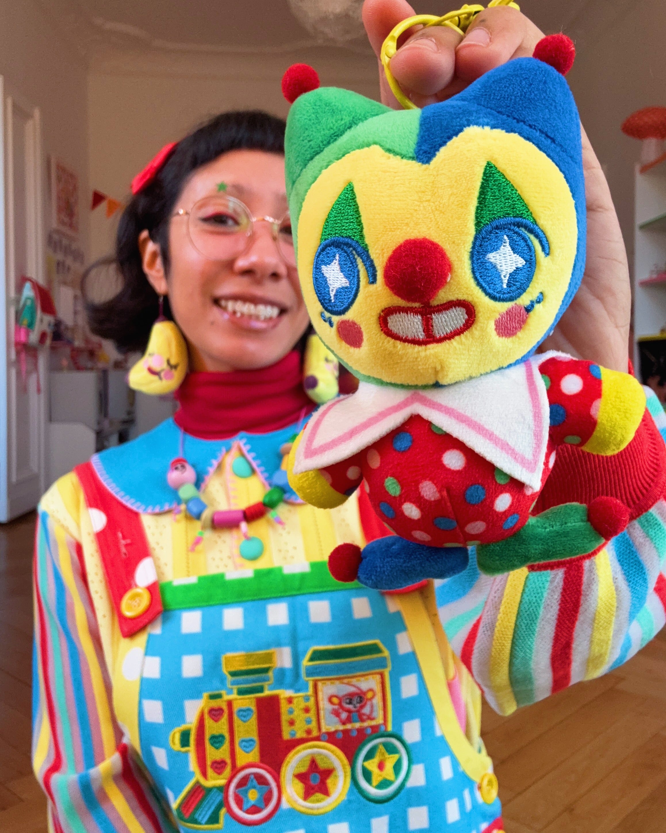 Clown Cat Plush Keychain !