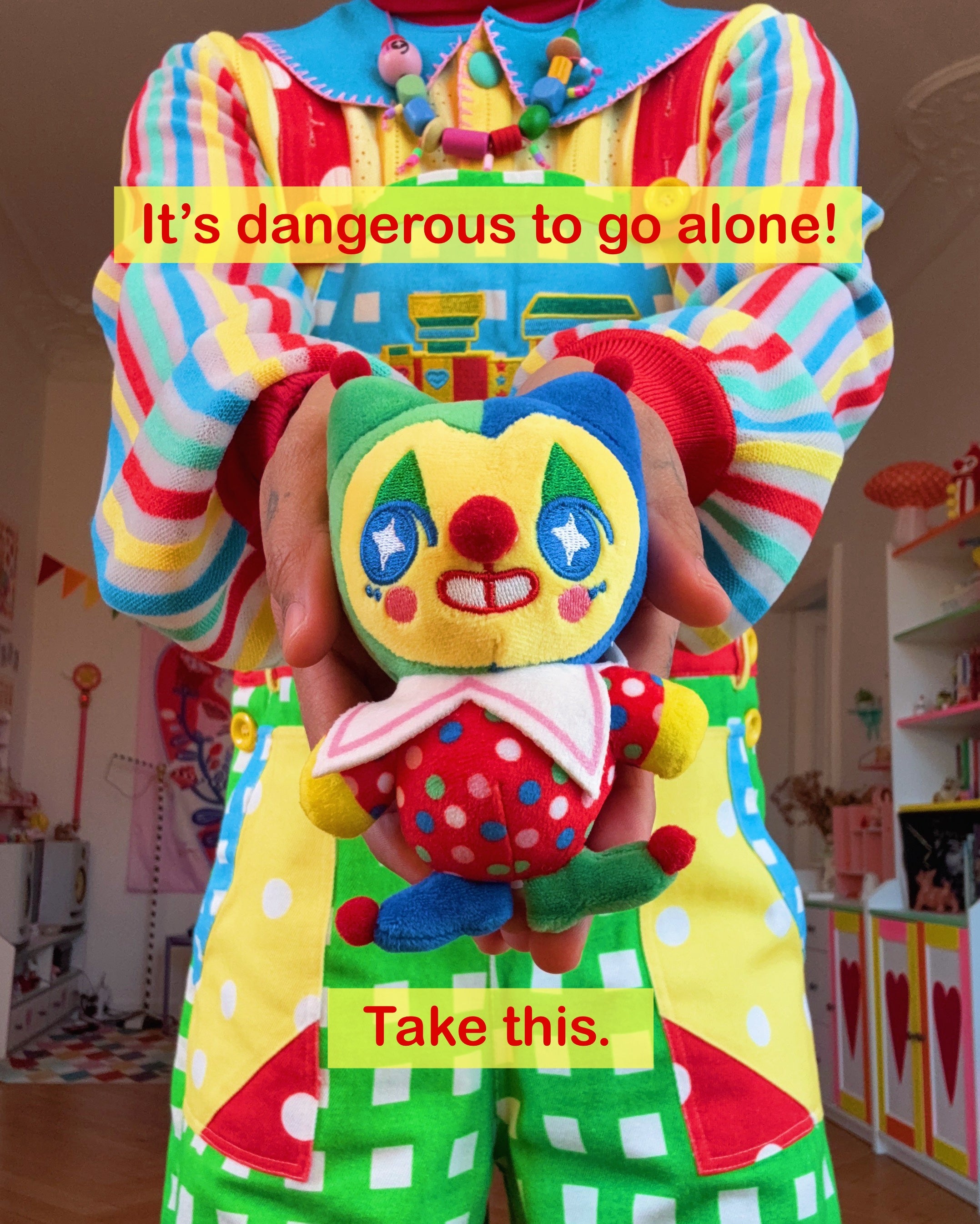 Clown Cat Plush Keychain !